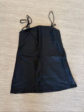 Reformation Black linen Dress with Spaghetti Straps